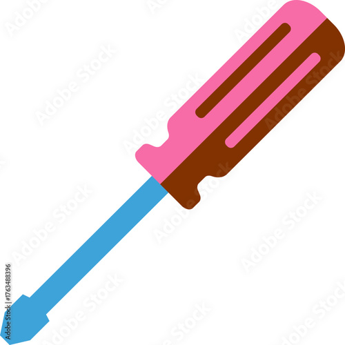 Stylized Screwdriver Illustration on Black Background for Repair Concepts