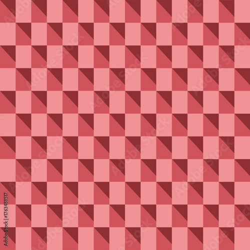 Geometric elegance: A visually engaging pattern of red squares and triangles illusion