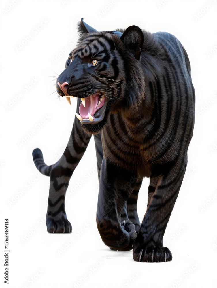 Obraz premium Black Tiger on white background