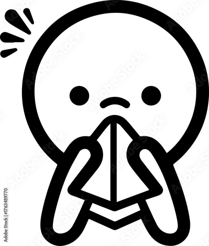 Illustration of Common Illness Symptoms – Icons Showing People Experiencing Various Health Conditions Such as Headache, Fever, Cough, Chest Pain, Stomach Ache, Nausea, Joint Pain, and Chills