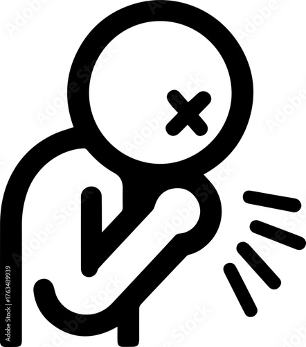 Illustration of Common Illness Symptoms – Icons Showing People Experiencing Various Health Conditions Such as Headache, Fever, Cough, Chest Pain, Stomach Ache, Nausea, Joint Pain, and Chills