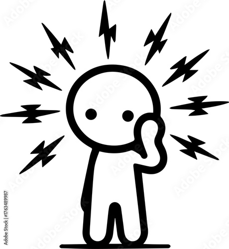 Illustration of Common Illness Symptoms – Icons Showing People Experiencing Various Health Conditions Such as Headache, Fever, Cough, Chest Pain, Stomach Ache, Nausea, Joint Pain, and Chills