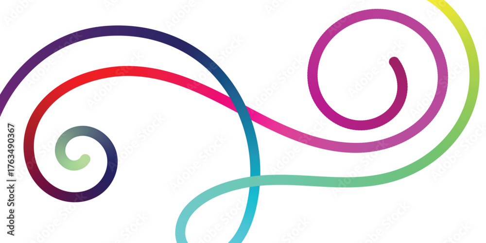 Obraz premium Vibrant swirls dancing across a clean white backdrop create a dynamic, playful energy perfect for modern branding and eye-catching designs