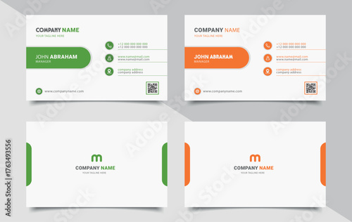 Corporate Business Card Design Template Modern Style Visiting Card Layout Professional Design Clean Elegant Two Sided Mockup For Company And Personal Use Vector