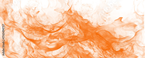 Tableau sur toile Vibrant orange smoke swirling dynamically on a white background