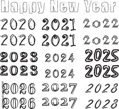 Time's Forward: New Year Dates Countdown: A visual timeline of anticipation, marking the passing years from 2020 through 2028.