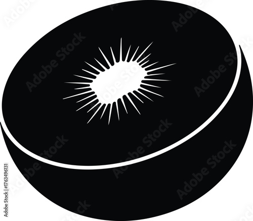 Silhouette vector kiwi fruit cross section simple graphic Illustrator