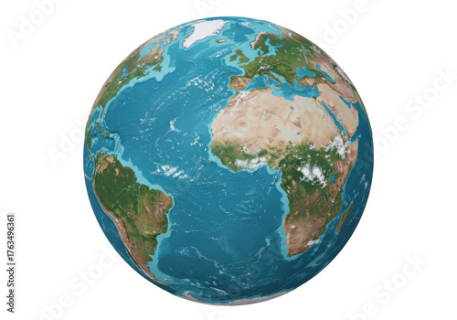 Принти на полотні Isolated Earth globe view of Americas Europe Africa realistic natural color rend