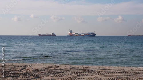 ships on the sea taken from afar