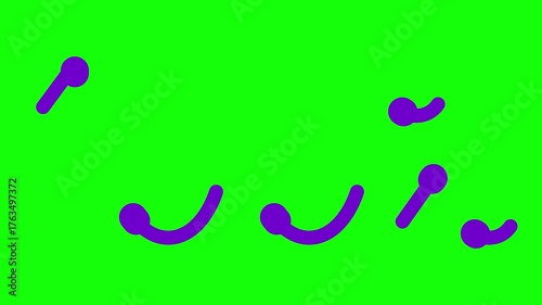 Animated violet symbol of 100%. Purple hundred percent icon. Looped video. Vector illustration isolated on green background. 