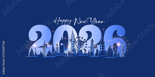Welcome happy new year 2026 with christmas eve carnival background.
