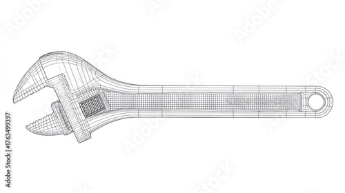 Adjustable wrench wireframe design