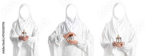 Muslim woman with lantern o...