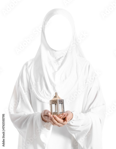 Praying Muslim woman with l...