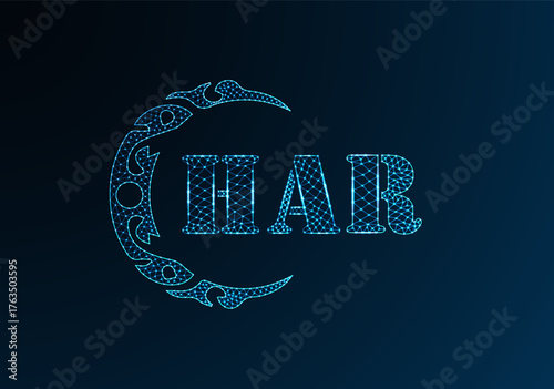 Low poly letter logo HAR design. HAR letter logo low poly vector design on blue color gradient background. HAR logo low poly design