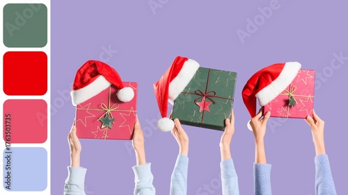 Hands with Christmas gifts ...