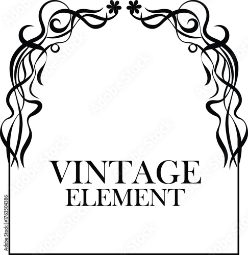 Vintage decorative frame with floral ornament art nouveau