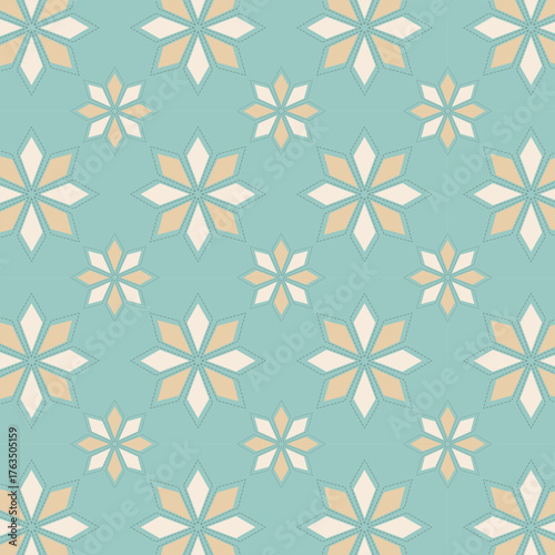 Scandinavian nordic pattern, ornament pastel blue and creme colors. For textiles, wrapping, packaging.