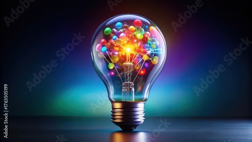 A light bulb with multiple colored lights inside