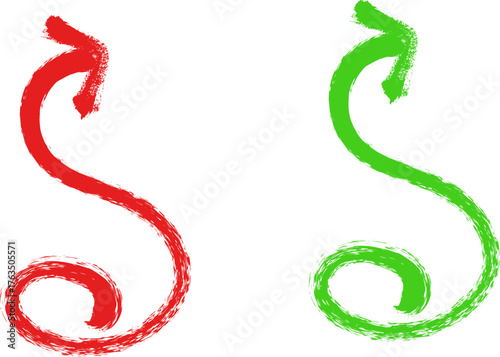 Red and Green Brush Stroke Cycle Arrow Set for Process and Financial Flow