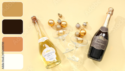 Bottles of champagne with g...