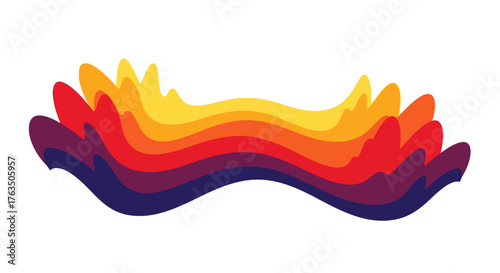 Abstract Rainbow Wave Shape with Gradient Colors. Vector Illustrations. EPS Editable