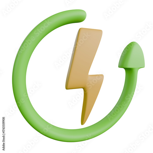 3D Rendered Minimalist Renewable Energy and Recycle Element Icon Set