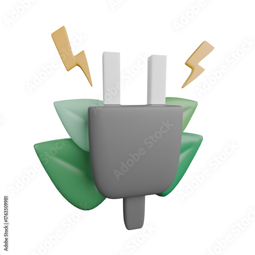 3D Rendered Minimalist Renewable Energy and Recycle Element Icon Set