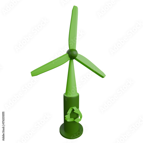 3D Rendered Minimalist Renewable Energy and Recycle Element Icon Set