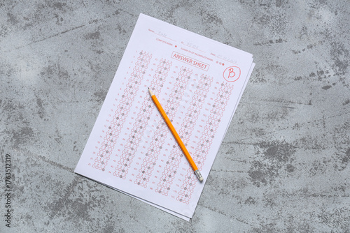 Pencil and answer sheet for...