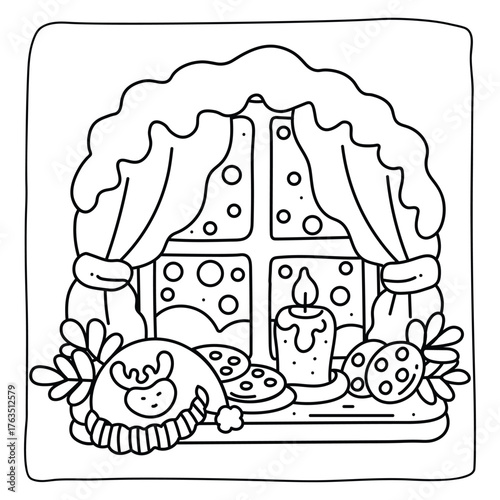 Bold and Easy Cozy Winter Coloring Pages, Cute Christmas Bold and Easy Coloring Pages, Line Art, Vectors Illustration, Black and White, 8.5x8.5" inches Design, Christmas Coloring Pages, victor art, 