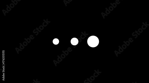 Loading thinking animation on black background. looping 3 dots motion graphic animation video.