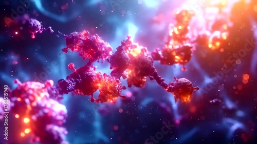 Microscopic view of pathogen chain with bright illumination
