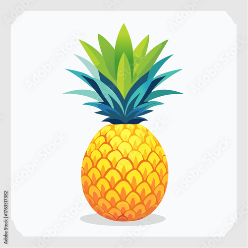 Simple vector pineapple, on grey frame background