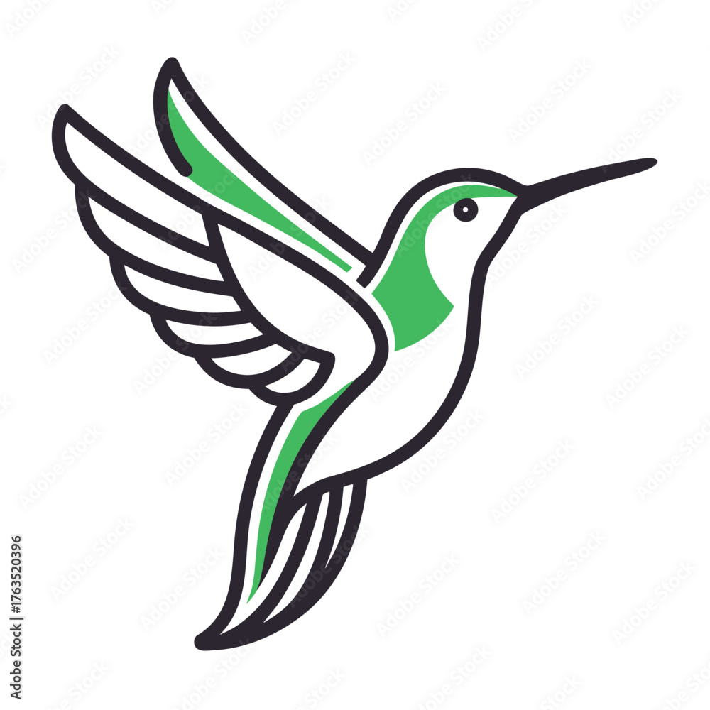 Obraz premium Flying Hummingbird Vector Illustration in a Simple Outline Design