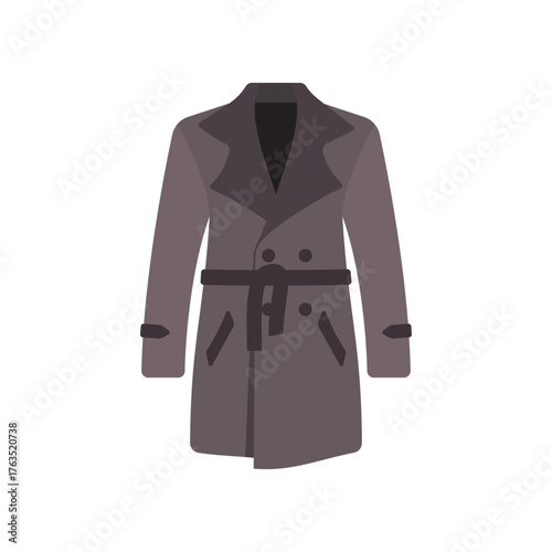 Gray Belted Trench Coat Illustration