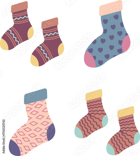 Colorful Socks with Various Patterns and Designs