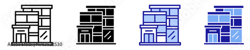 Supermarket Building  Icon Set Multiple Style Collection
