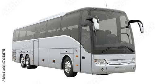 Sleek modern tour bus ready for a scenic adventure or efficient corporate travel, promising comfort and style on the road with its spacious design