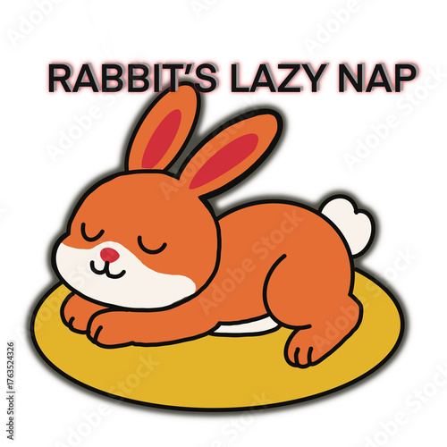  Cute rabbit’s lazy nap and sleeping on holiday.
