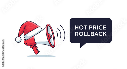 Christmas sale announcement with santa hat on megaphone