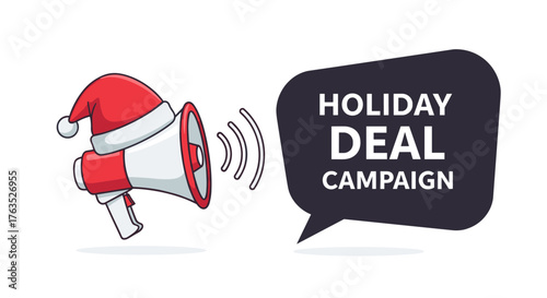 Festive announcement with megaphone and santa hat