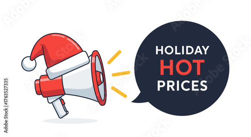 Festive sales alert: holiday discounts and hot deals with santa hat megaphone