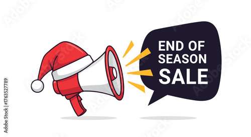 Festive megaphone announcing end of season holiday sale