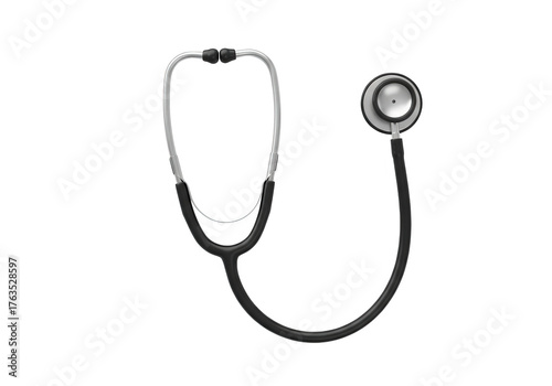 A black stethoscope isolated on transparent background