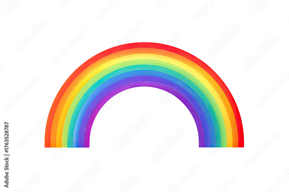 Fototapeta premium Vivid, stylized depiction of an arcing rainbow against a solid black backdrop