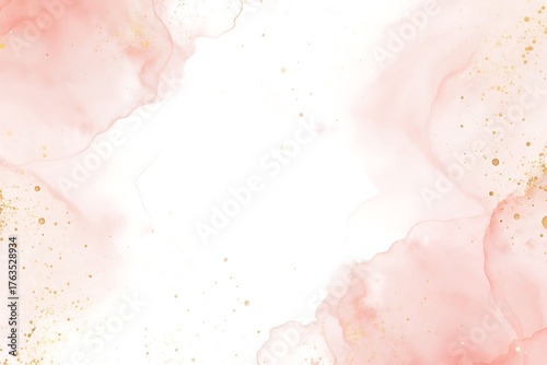 Soft watercolor wash with delicate pink and gold textures creating a gentle abstract background design
