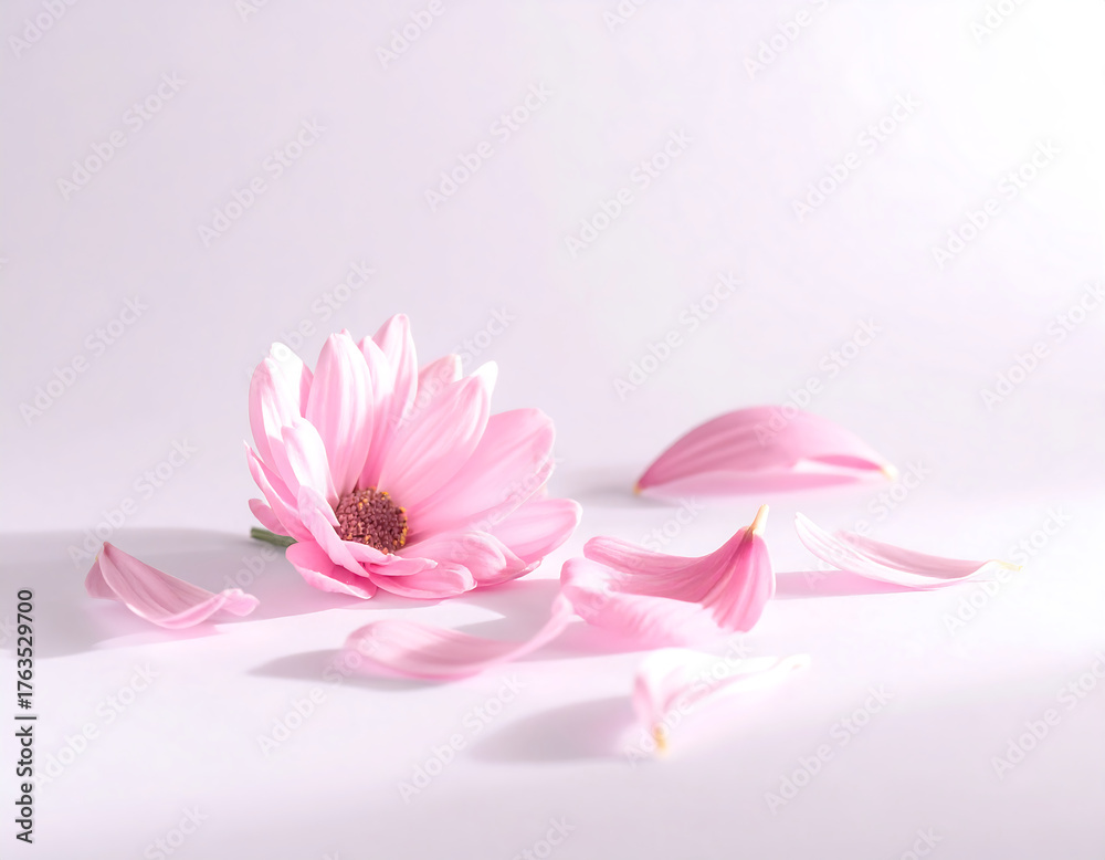 Obraz premium Pink Gerbera Daisy Flower on White Background with Soft Lighting