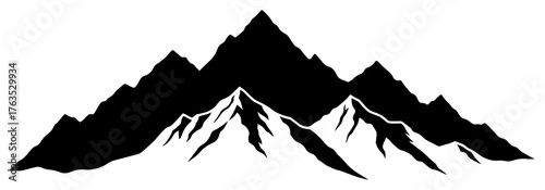 Mountain range silhouette vector icon. Simple black and white nature landscape for logo or symbol
