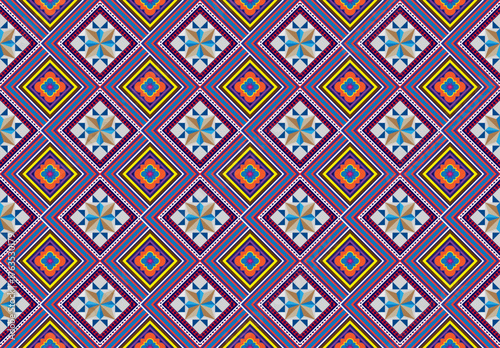 Ikat geometric folklore ornament with diamonds. Tribal ethnic vector texture. Seamless striped pattern in Aztec style. Folk embroidery. Indian, Scandinavian, Gypsy, Mexican, African rug.

